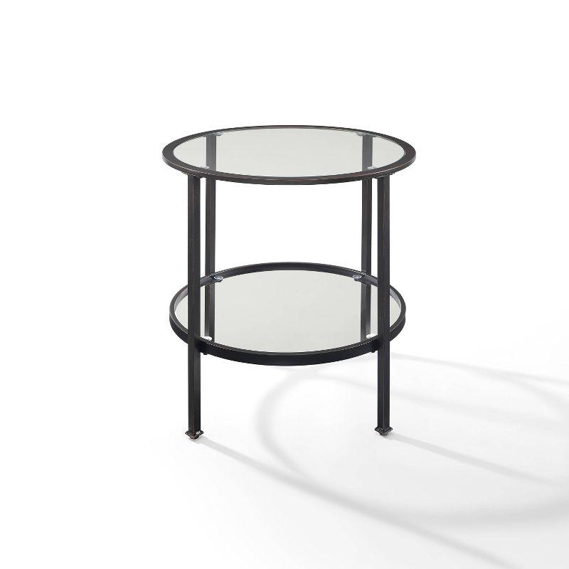 Aimee Black Metal and Glass Round Side Table