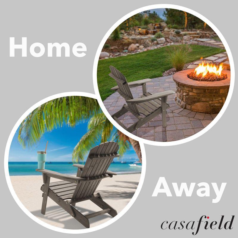 Casafield Folding Wooden Adirondack Chair, Pre-Assembled Backrest