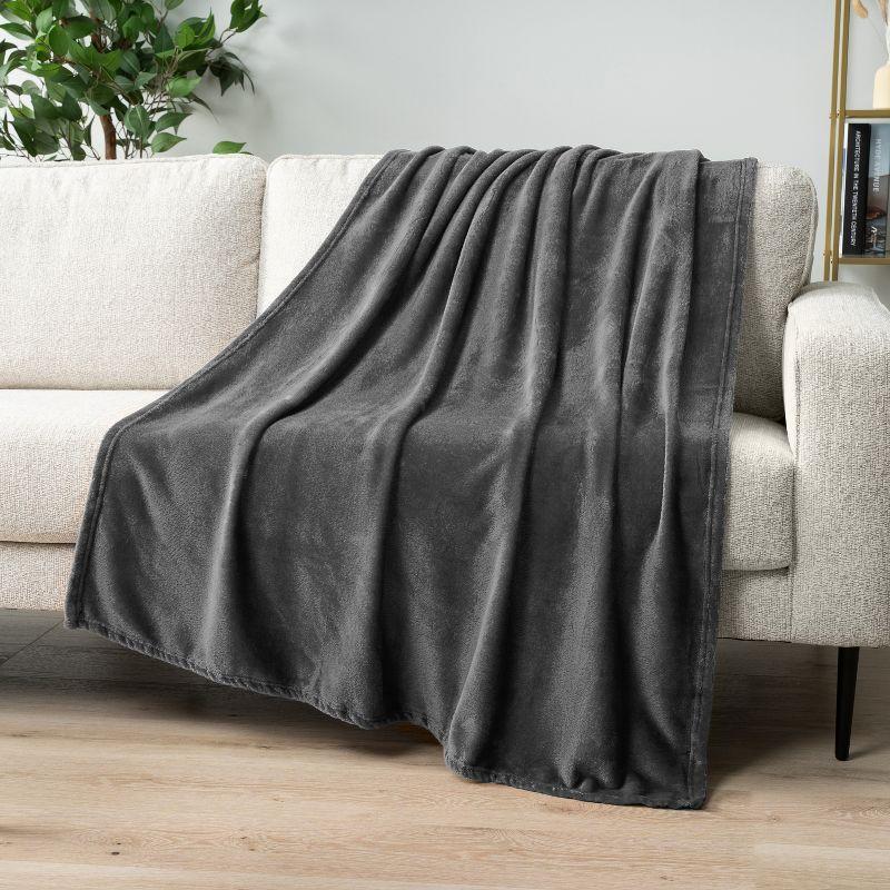 Dark Grey Twin Size Fleece Throw Blanket