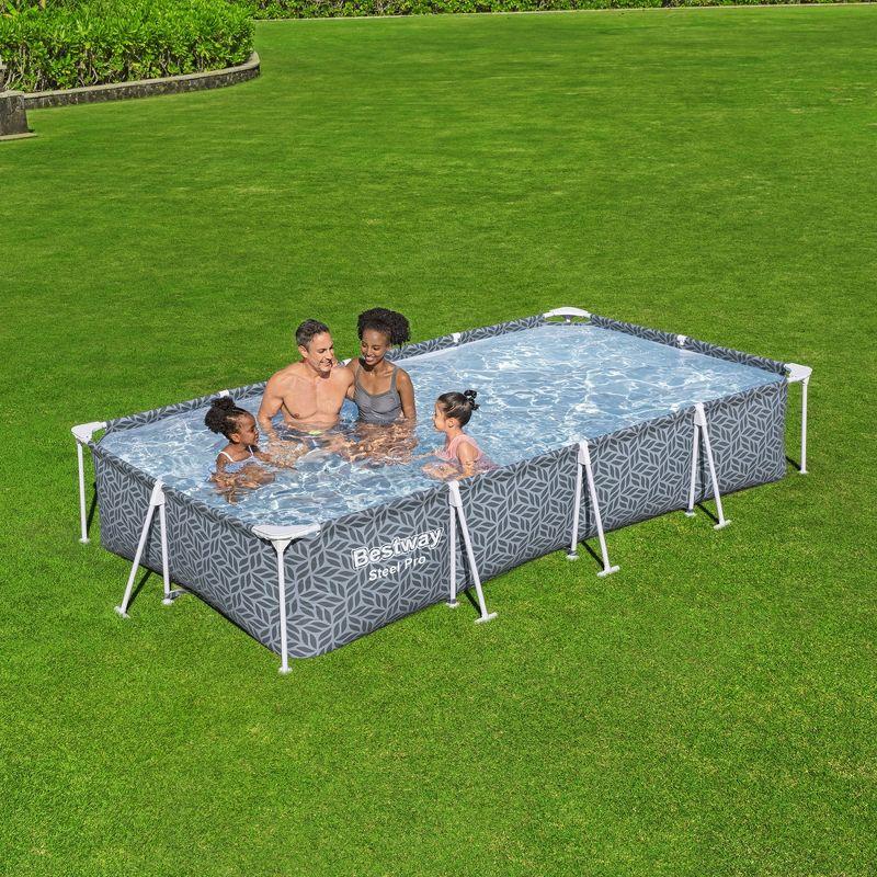 Bestway Steel ProRectangular Metal Frame Above Ground Outdoor Backyard Swimming Pool