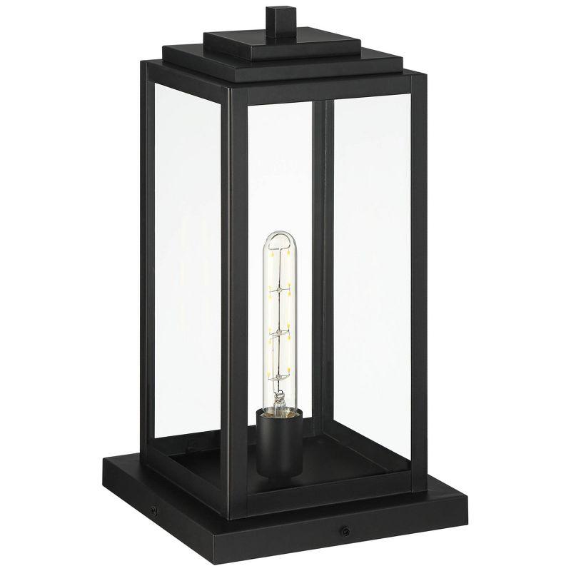 John Timberland Modern Outdoor Pier Mount Light Matte Black 17" Clear Glass Shade for Post Exterior Barn Deck House Porch Yard