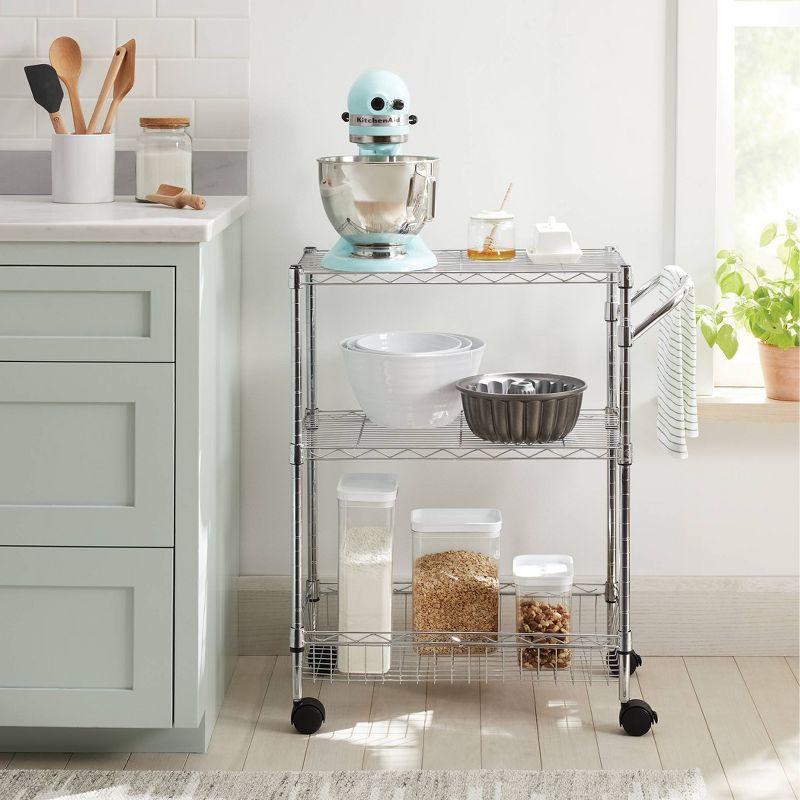 3 Tier Metal Utility Cart Chrome - Brightroom™