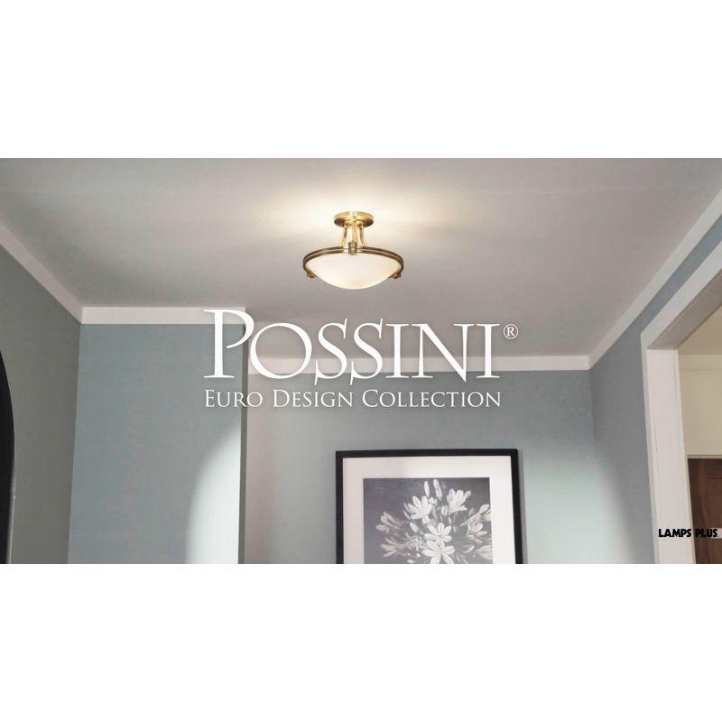 Possini Euro Design Deco Modern Ceiling Light Semi Flush Mount Fixture 16" Wide Warm Brass 2-Light White Glass Bowl for Bedroom Kitchen Living Room