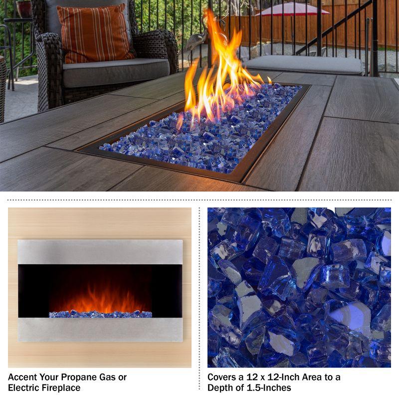 Pure Garden 10lbs Fire Pit Glass - 1/2-Inch Crushed Glass Rocks for Fireplaces, Landscape, Aquariums, or Vases
