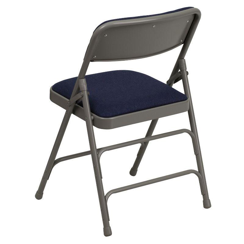 Flash Furniture 4 Pack HERCULES Series Curved Triple Braced & Double Hinged Navy Fabric Metal Folding Chair