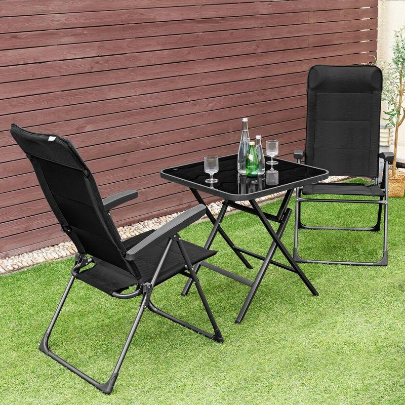 Costway 2PCS Patio Folding Dining Chairs Portable Camping Headrest Adjust Black