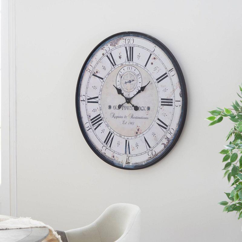 Vintage Wood Wall Clock with Typography Brown - Olivia & May