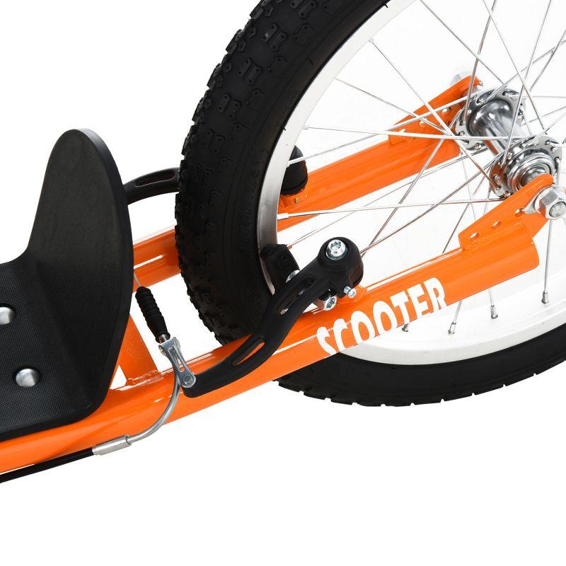 Aosom Youth Scooter Kick Scooter for Kids 5+ with Adjustable Handlebar Front and Rear Dual Brakes Inflatable Wheels, Orange