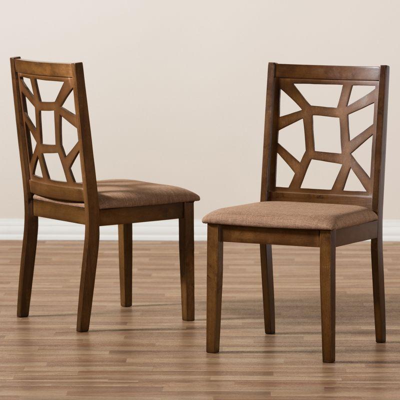 Set of 2 Abilene Midcentury Fabric Upholstered And Walnut Finished Dining Chairs Brown - Baxton Studio: Solid Rubberwood, Polyester Padding