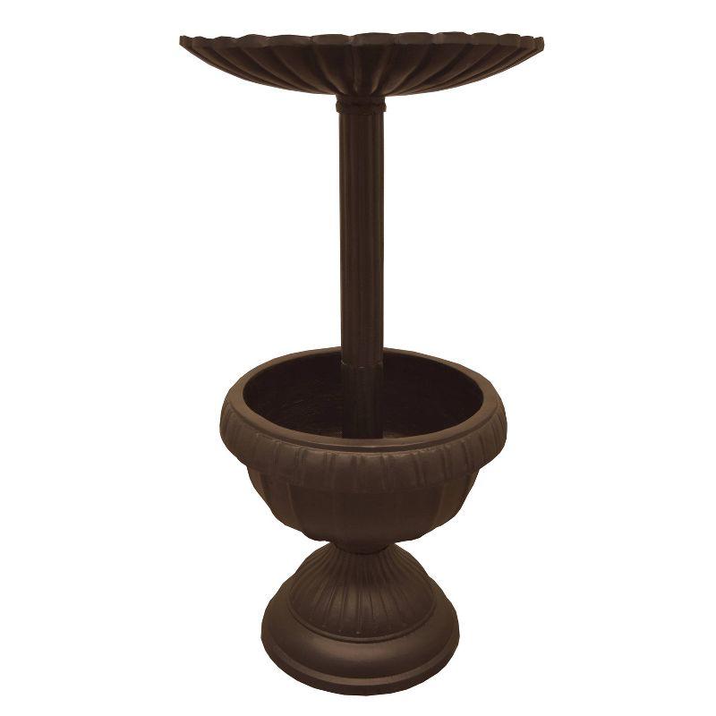 Ornate Cast Aluminum 35" Bird Bath with Planter - Brown - Oakland Living: Traditional Style, Easy Setup