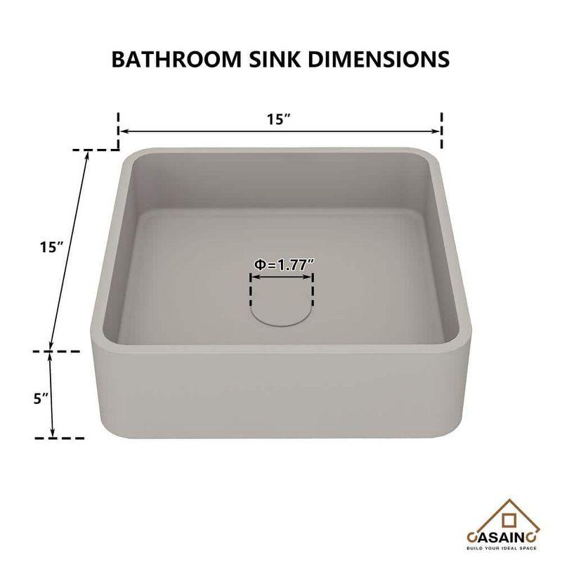 CASAINC CASAINC Maple 15.35'' Concrete Square Bathroom Sink CA-VS1020-TC
