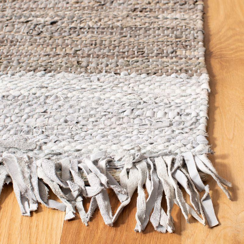 Vintage Leather VTL310 Hand Woven Indoor Area Rug - Light Grey/Taupe - 5'x8' - Safavieh