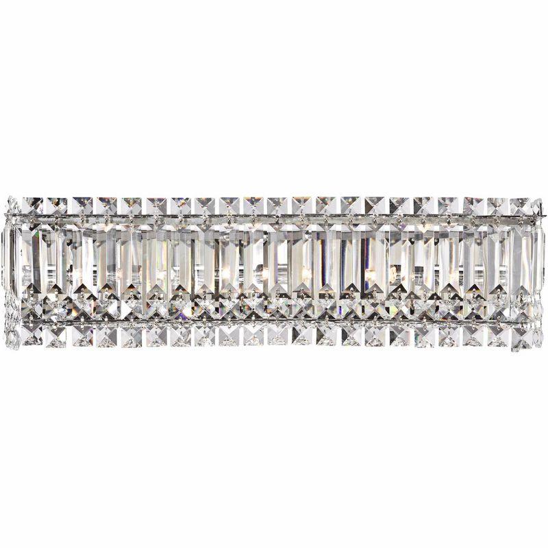 Possini Euro Design Crystal Columns Modern Wall Light Chrome 23" Light Bar Fixture for Bedroom Bathroom Vanity Reading Living Room Hallway House Home