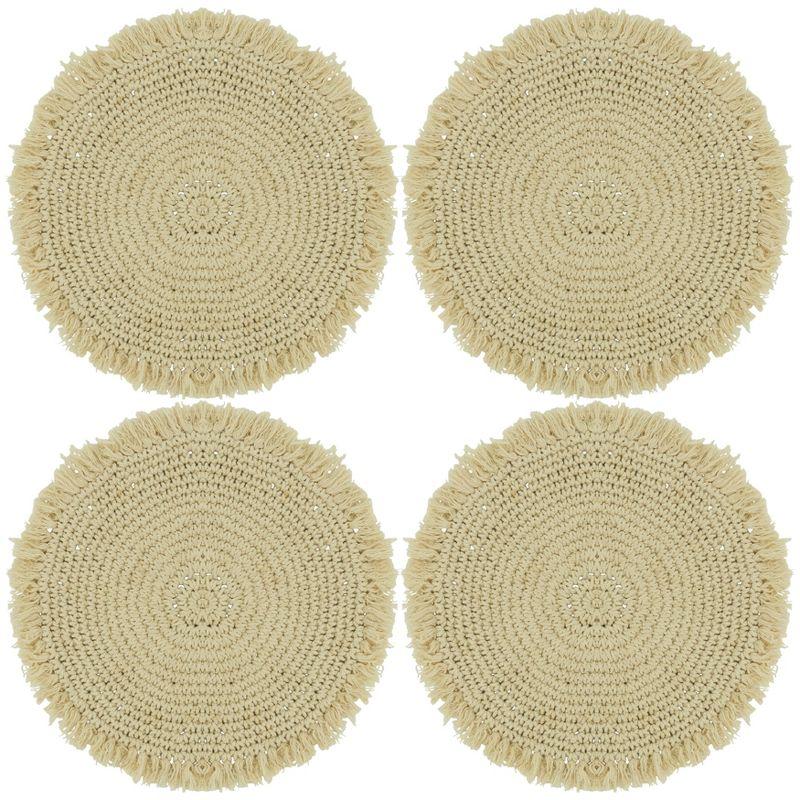 Saro Lifestyle Macrame Placemats with Plain Design (Set of 4)