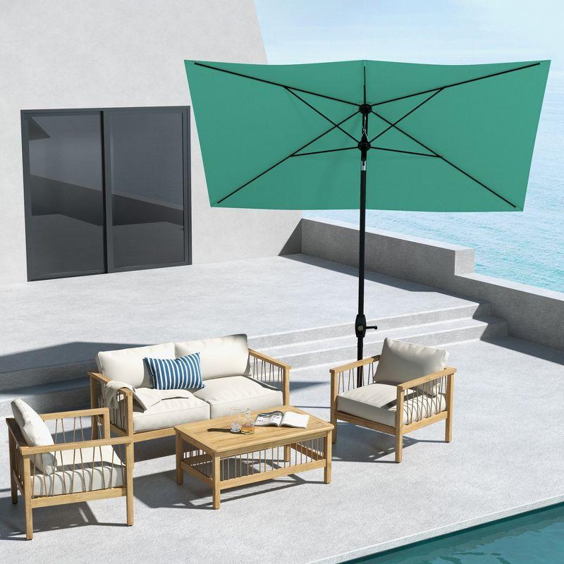 Outsunny 6.6 X 10 ft Rectangular Market Umbrella Patio Outdoor Table Umbrellas with Crank & Push Button Tilt