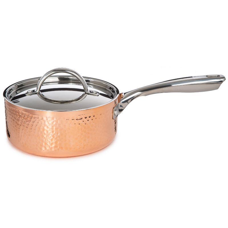 BergHOFF Vintage Tri-Ply Copper Stainless Steel Cookware Set With Stainless Steel Lids, Gold