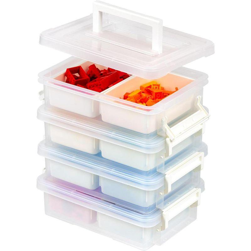 Clear Stackable Plastic Storage Boxes with Lids, 1.4qt, 4-Pack