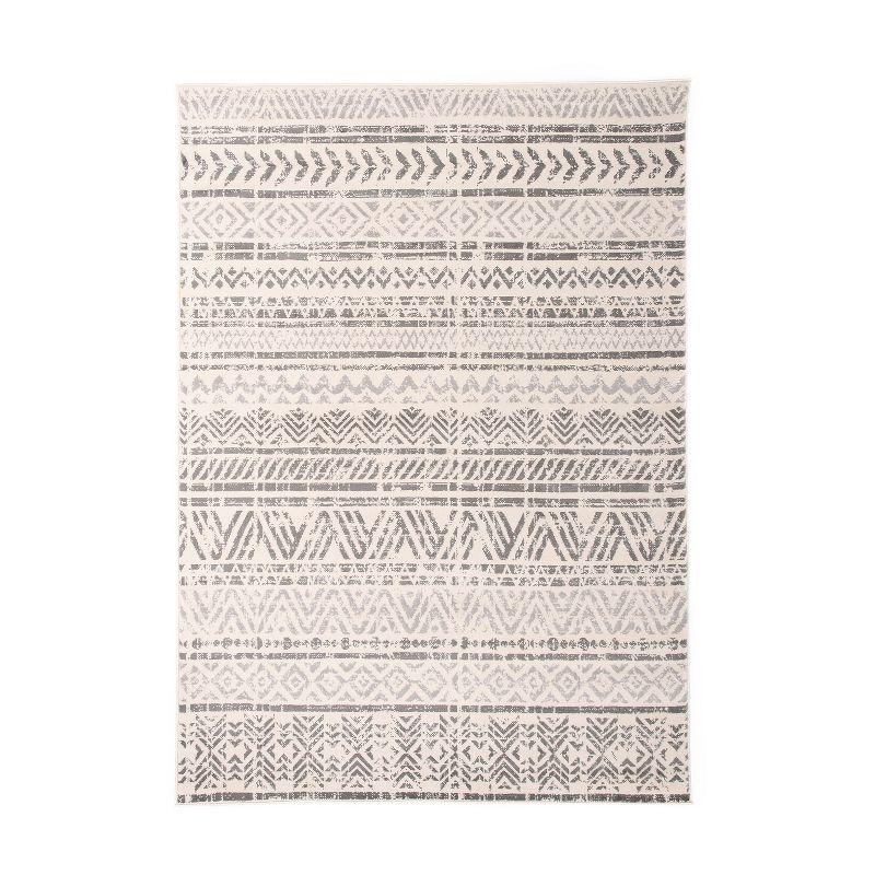 World Rug Gallery Geometric Distressed Bohemian Gray 6'6" x 9' Area Rug