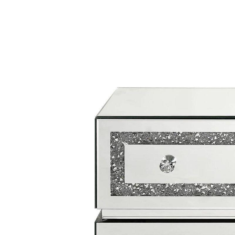 32" Noralie Decorative Storage Cabinet Mirrored, Faux Diamonds - Acme Furniture: Acrylic Surface, MDF Frame, No Assembly Required