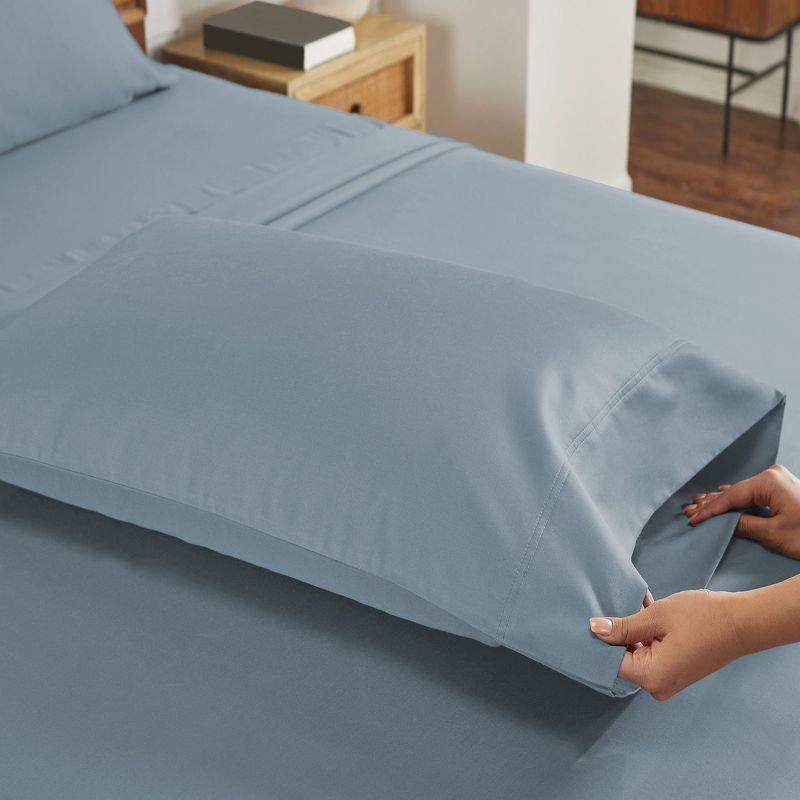 Luxury Pillowcase Set - 800 Thread Count Cotton Sateen, Soft Pillowcases by California Design Den - Pastel Blue - Steel, Standard/Queen Pillowcases