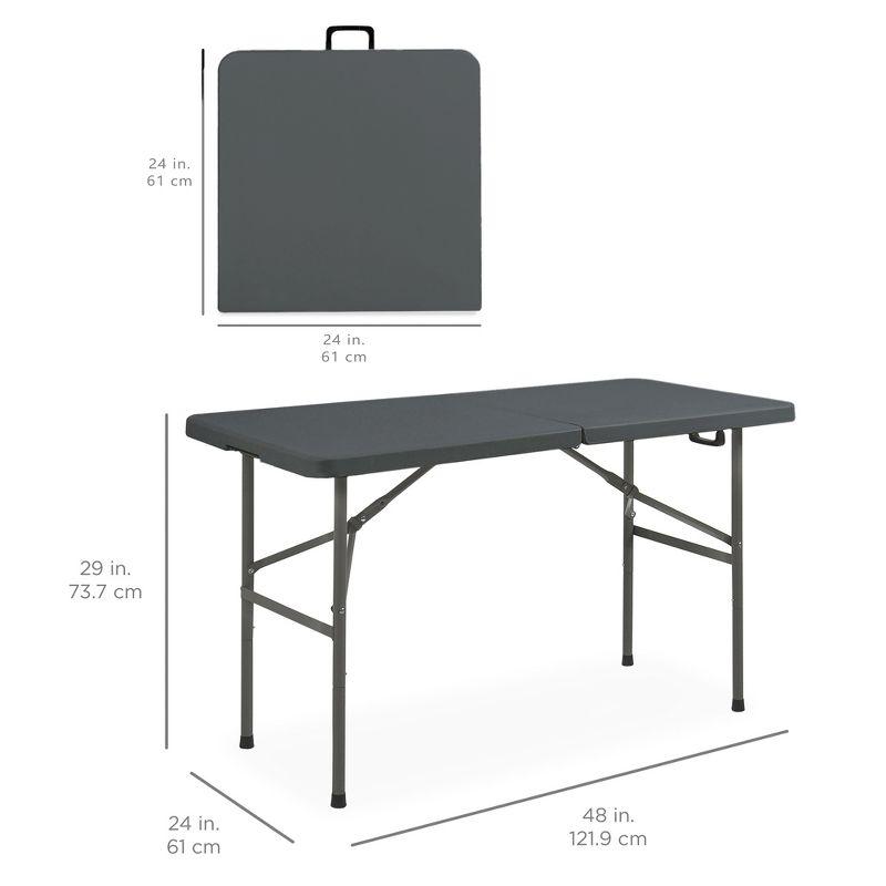 Best Choice Products 4Ft Plastic Folding Table, Indoor Outdoor Heavy Duty Portable W/ Handle, Lock For Picnic