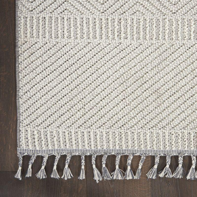 Nourison Elwood Contemporary Indoor Tassel Fringe Area Rug Grey/Ivory 2'2" x 8'2"