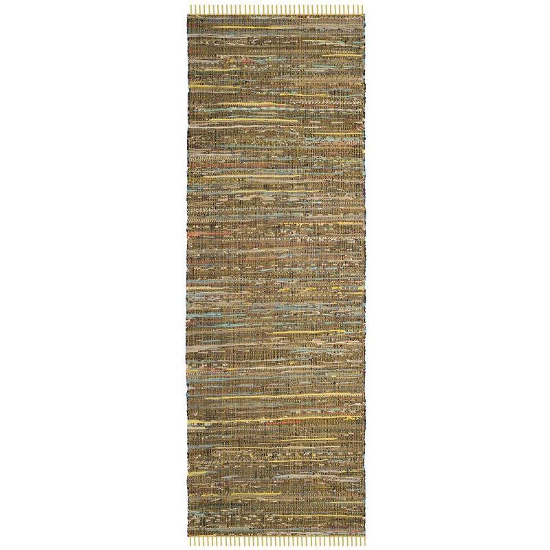 Rag Rug RAR127 Hand Woven Indoor Runner Rug - 2'3"x11' - Yellow/Multi - Safavieh