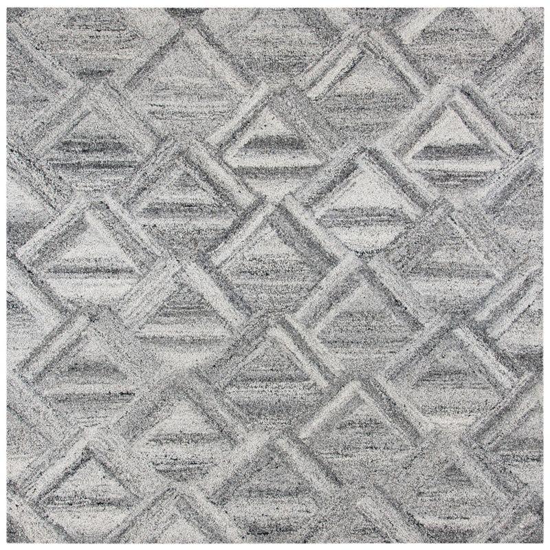 Abstract ABT607 Handmade Indoor Area Rug - Grey/Black - 6'x6' - Safavieh