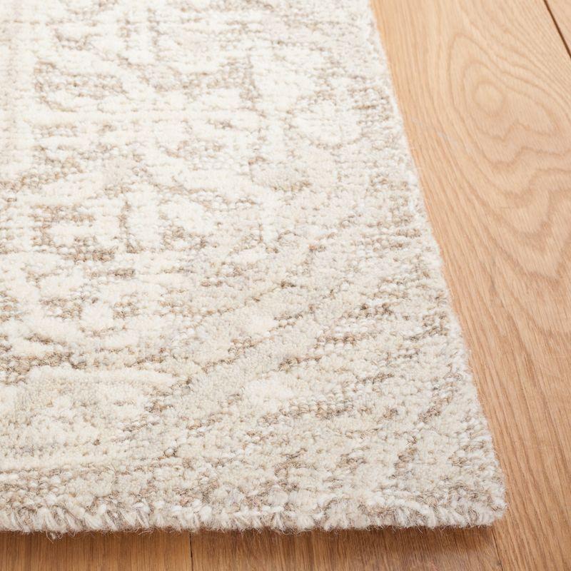 Ivory 6' Square Hand-Tufted Wool Area Rug