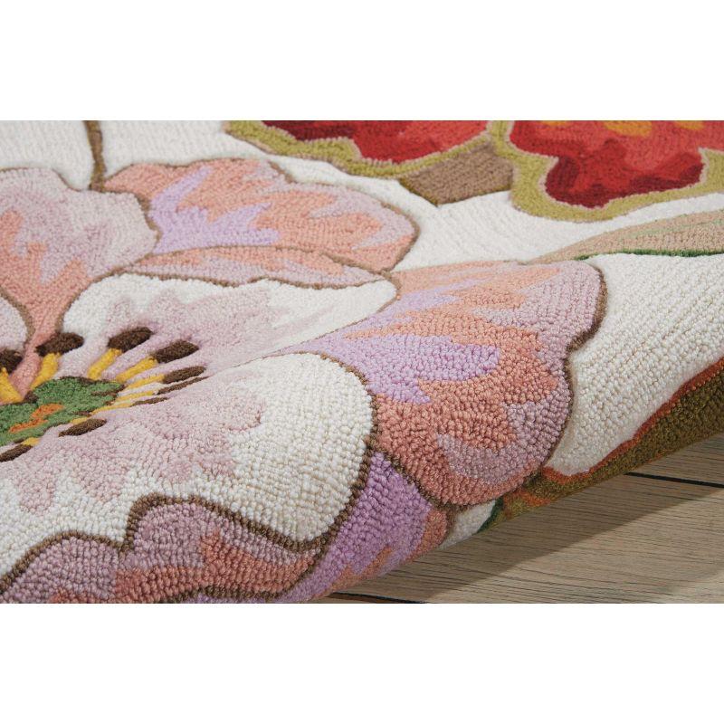 Ivory Floral Tufted Large Synthetic Area Rug - Easy Care