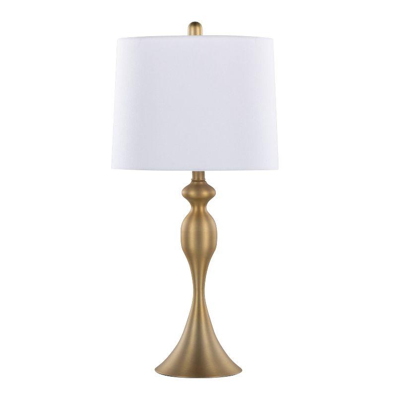 Ashland 27" White Linen Metal Table Lamp Set