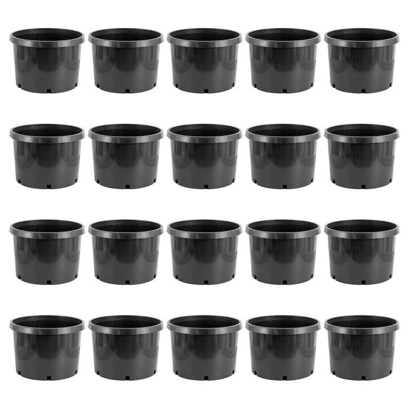 Black 10 Gallon Durable Plastic Garden Nursery Pots Set