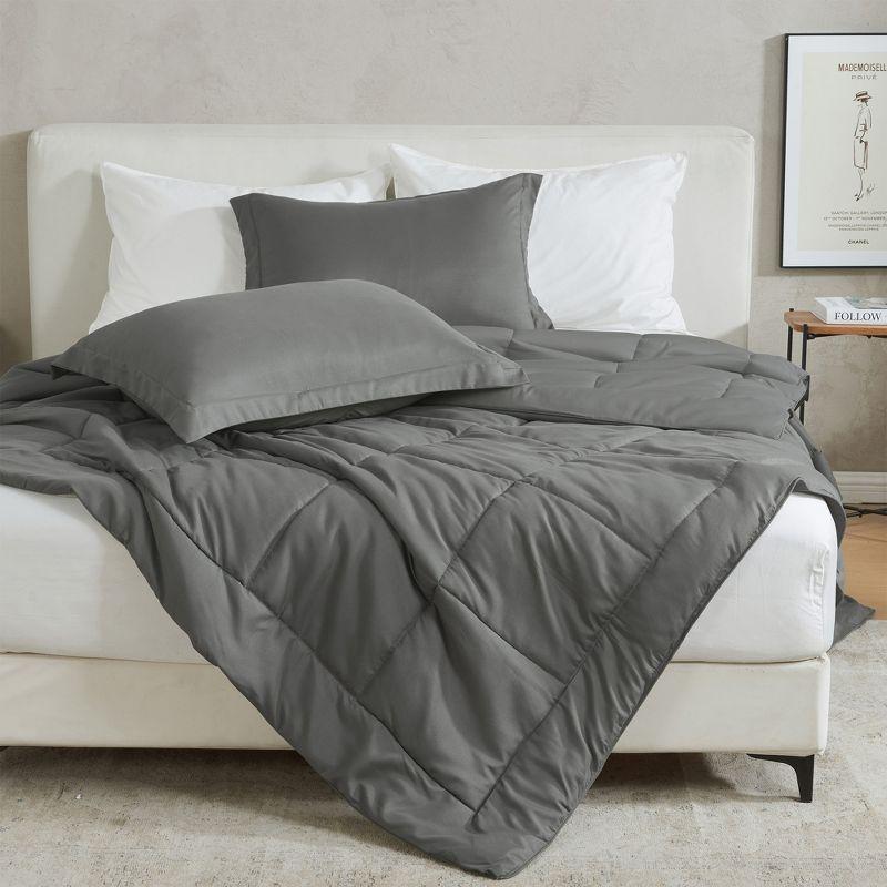 Full/Queen Dark Grey Reversible Down Alternative Microfiber Comforter Set