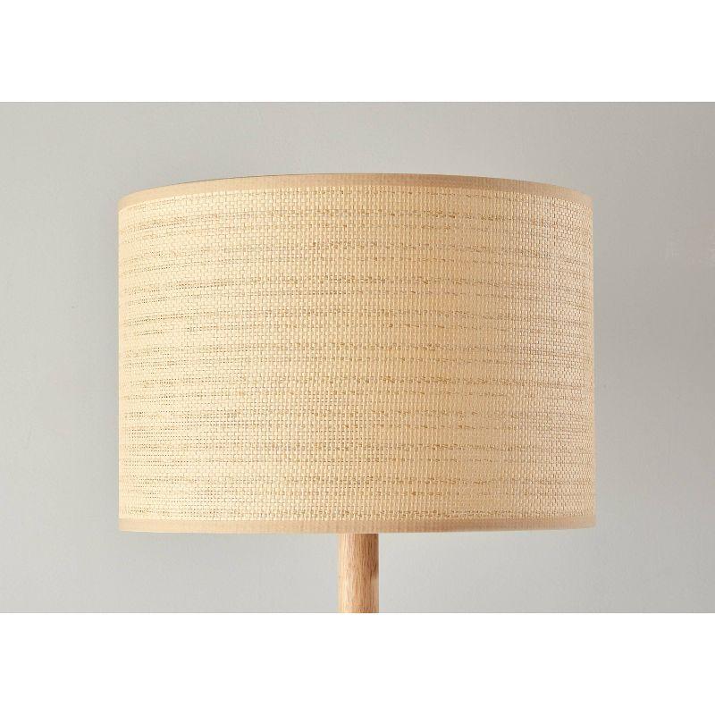 Ellis 18'' Natural Wood Floor Lamp with Beige Shade