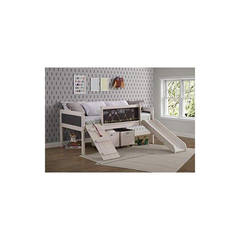 Donco Kids Art & Play Novelty Twin White Wash Junior Low Loft With Toy Boxes