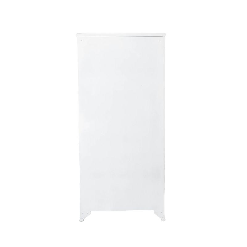 Storied Home Rustic 57.5" Tall Decorative Storage Cabinet White: Iron Frame, 3 Fixed Shelves, 4 Doors