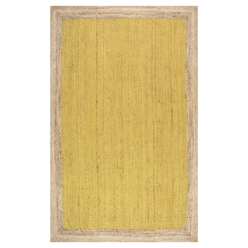 Hand-Braided Yellow Jute Rectangular Easy-Care Rug, 25" x 5"