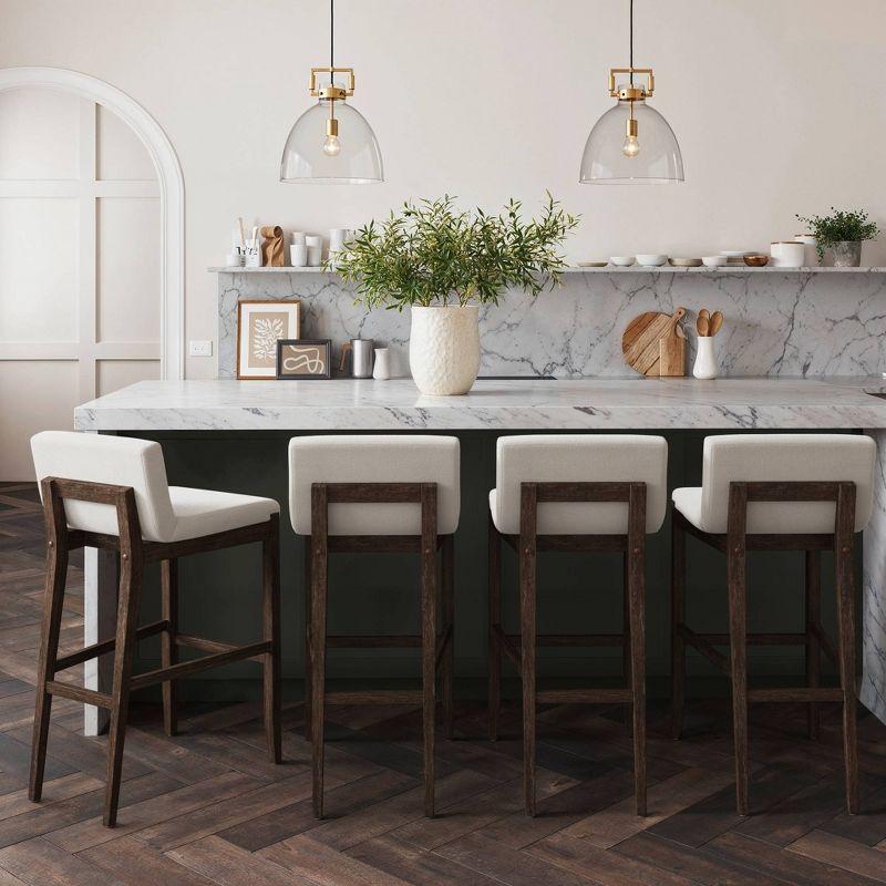 Nathan James Siping Upholstered Wooden Stool