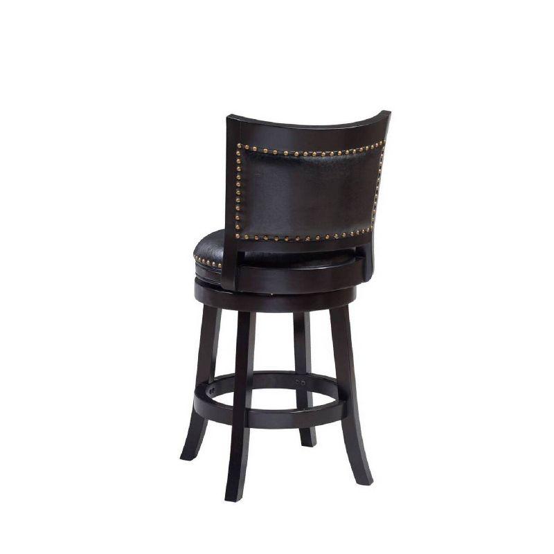 Bristol 24" Black Leather High-Back Swivel Counter Stool