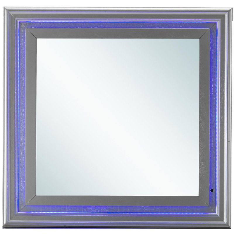 Passion Furniture Lorana 38 in. x 38 in. Modern Square Framed Silver Champagne Dresser Mirror