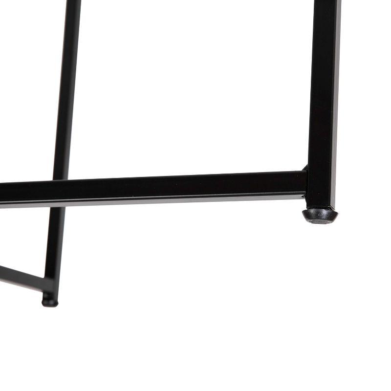 Flash Furniture Greenwich Collection End Table - Modern Clear Glass Accent Table with Crisscross Matte Black Frame