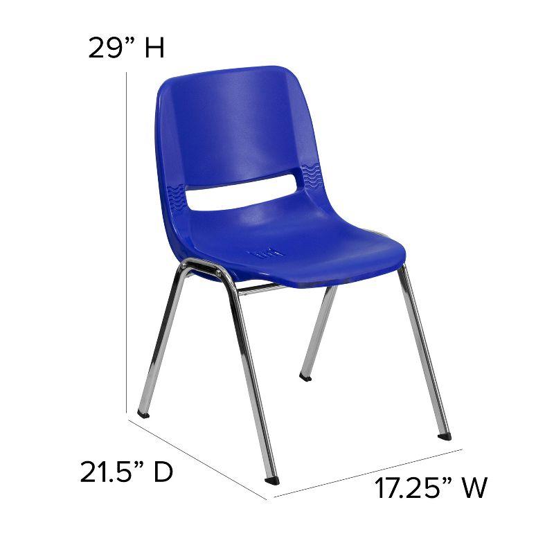 Navy Plastic and Chrome 16'' Ergonomic Shell Stack Chair