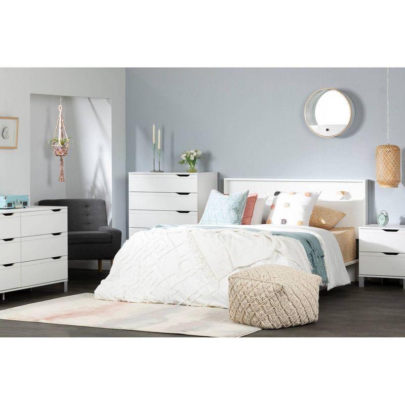 Full White Laminated Particleboard Headboard with Shelf