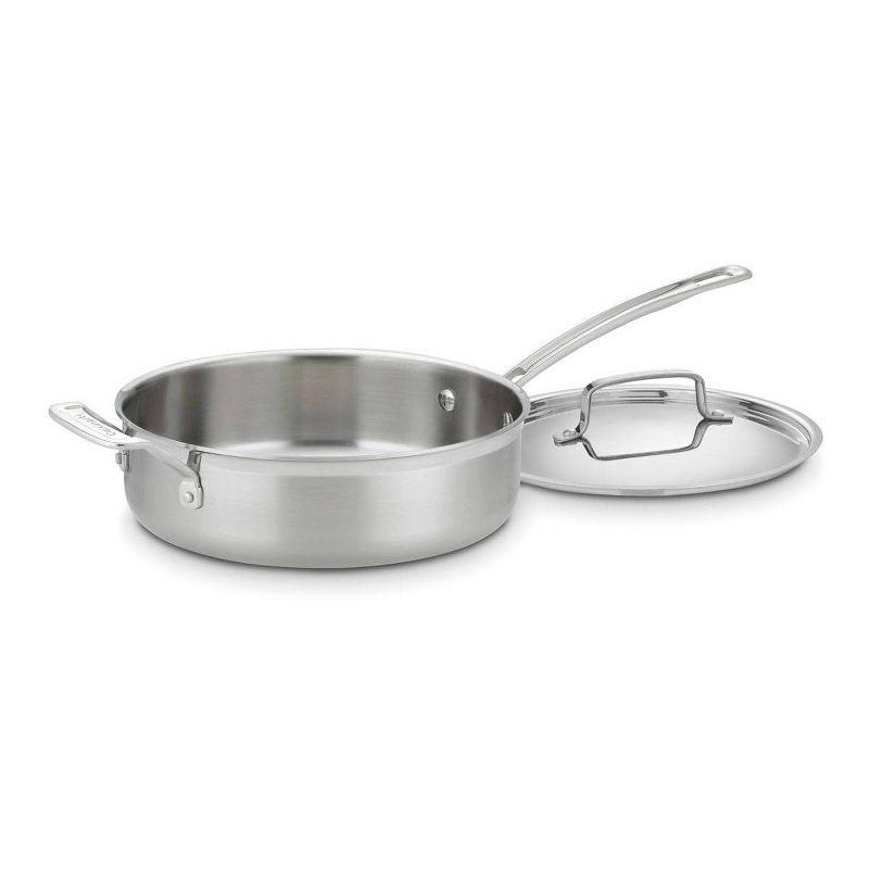 3.5 Quart Silver Stainless Steel Sauté Pan with Lid