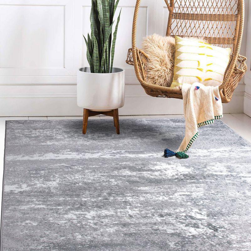 World Rug Gallery Distressed Abstract Watercolor Gray 5' x 7' Area Rug