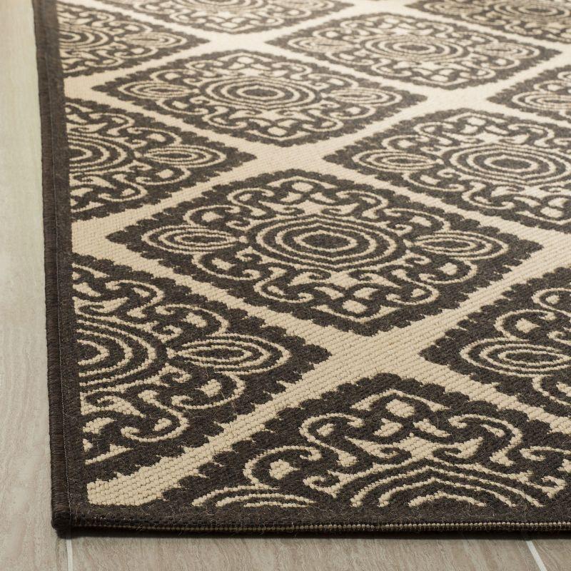 Reversible Cream/Brown Geometric Synthetic Area Rug 9' x 12'