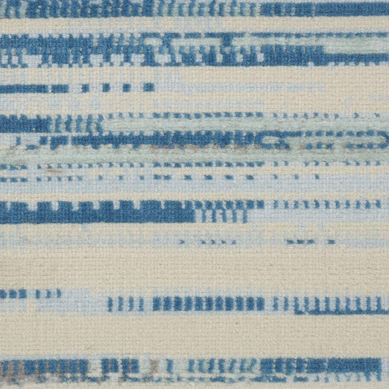 Nourison Jubilant 7'10" x 9'10" (8' x 10') Blue Area Rug Coastal Contemporary Striped by Nourison