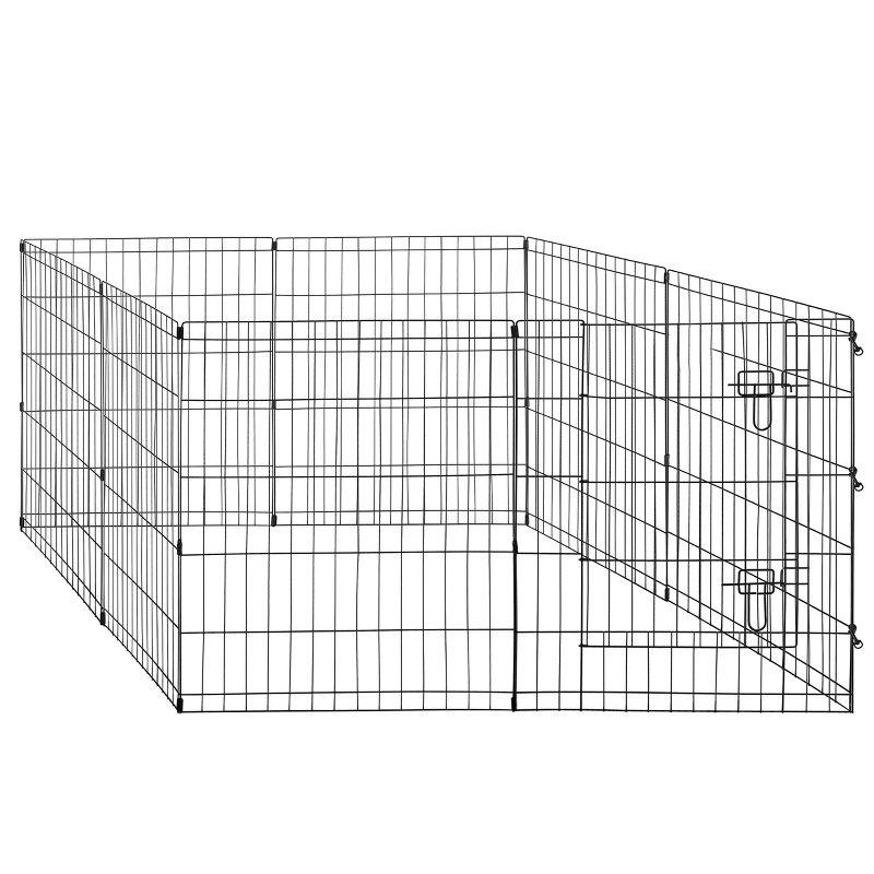 Black Metal 8-Panel Folding Pet Playpen