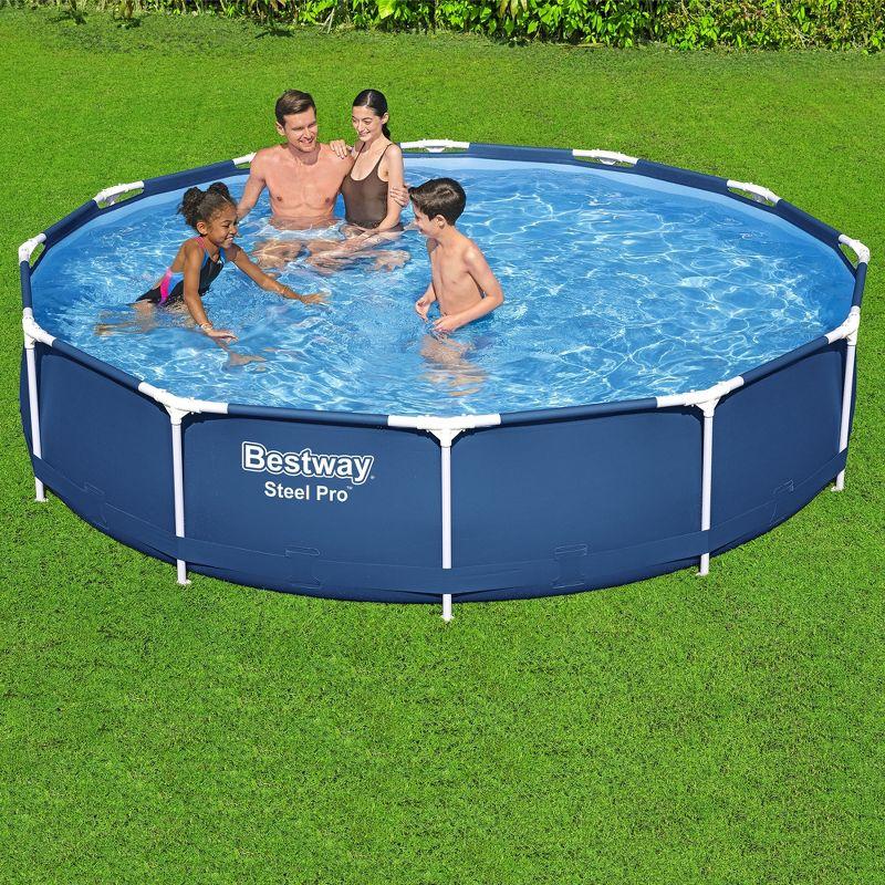 Bestway Steel ProRectangular Metal Frame Above Ground Outdoor Backyard Swimming Pool