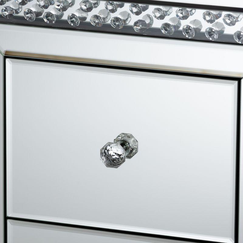 Mina Mirrored 2 Drawer Nightstand Bedside Table Silver - BaxtonStudio: Glamorous, Fully Assembled, Crystal Accents